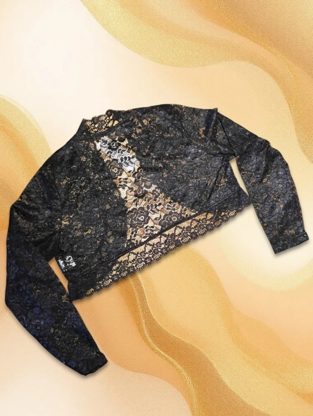 Women's ALLEGRA K Sheer Floral Lace Cropped Bolero Style Jacket
